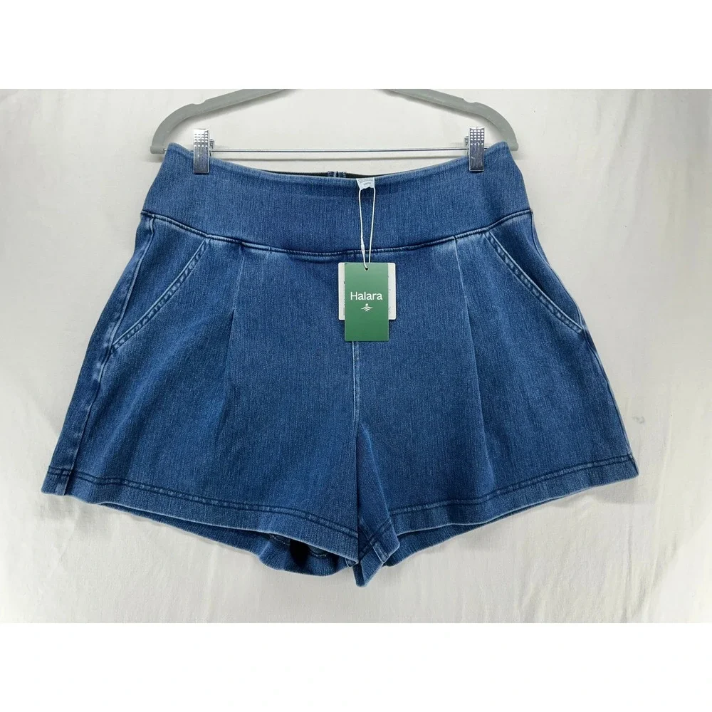 Halara Flex High Waisted Denim Casual Baggy Shorts 4'' with Pockets Size L